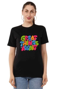 Women's Cotton Graphic T-Shirt 180 GSM Round Neck Regular Size