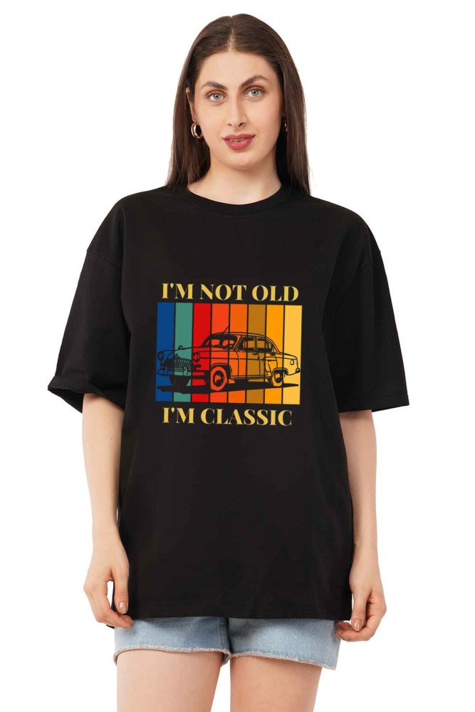 Women's Cotton Terry Oversize Round Neck Graphic T-Shirt