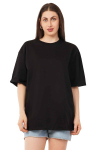 Women's 220 GSM Cotton Oversize Round Neck T-Shirt
