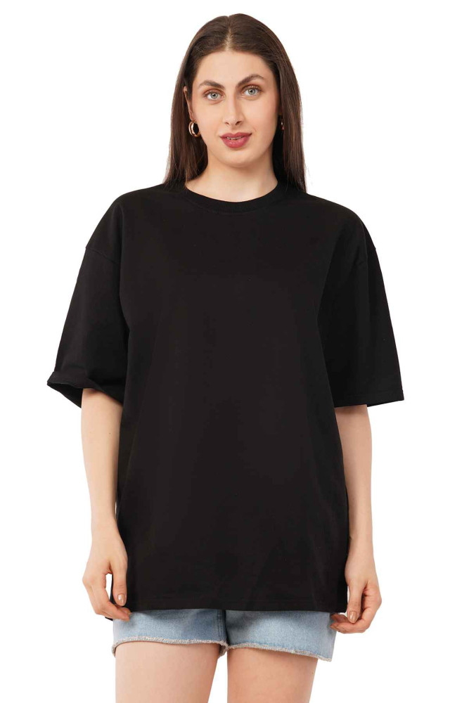 Women's 220 GSM Cotton Oversize Round Neck T-Shirt
